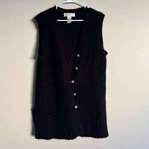 VTG Jones New York Black Wool Blend Vest Whimsigoth Academia Women’s Large - Picture 2 of 6
